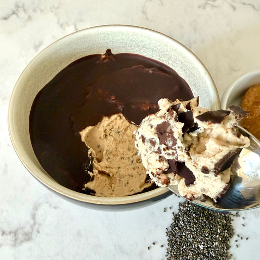 Peanut Butter Chia Yogurt with Chocolate Top